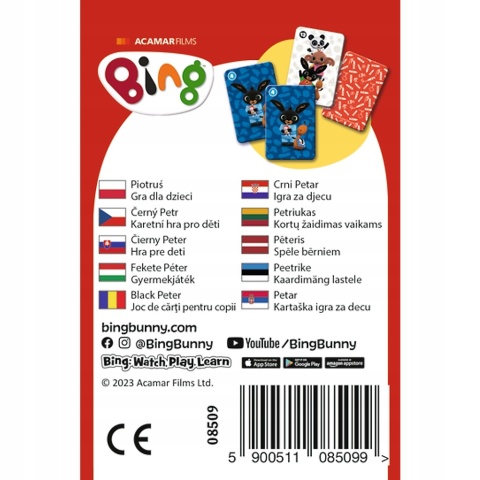 Karty gry czarny Piotruś memo Trefl Królik Bing