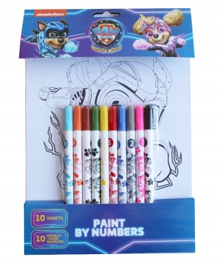 Kolorowanka malowanie po numerach + pisaki Psi Patrol Wielki film