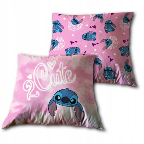 Lilo i Stitch welurowa poduszka jasiek Stich różowa 40x40cm