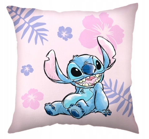 Lilo i Stitch welurowa poduszka jasiek Stich różowa velvet 40x40cm