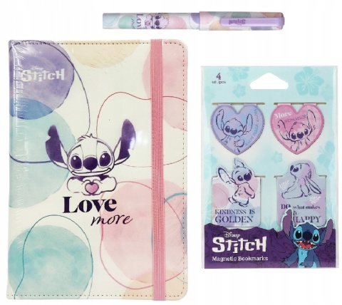 Notatnik z gumką długopis zakładki magnetyczne LILO I STITCH Stich