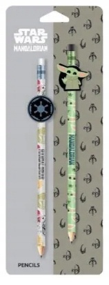 Ołówek z gumką figurką Star Wars Mandalorian Baby Yoda Grogu 2 szt