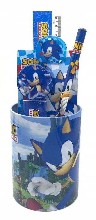 Organizer na biurko linijka ołówek notesik temperówka gumka SONIC 7 el