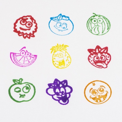 Stempelki ozdobne pieczątki samotuszujące owoce zapachowe KIDEA