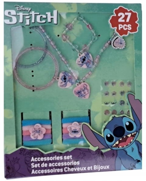 Zestaw biżuterii korale pierścionek gumki do włosów Stich Lilo i Stitch