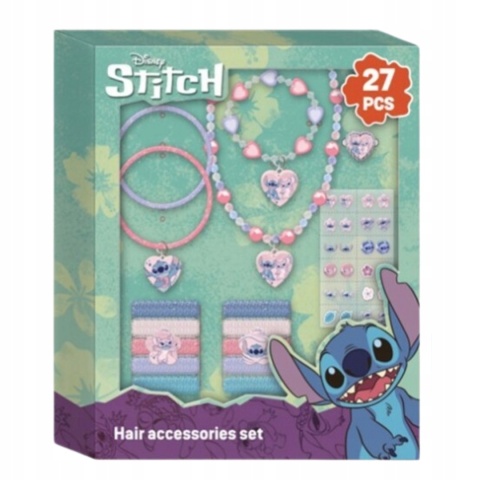 Zestaw biżuterii korale pierścionek gumki do włosów Stich Lilo i Stitch