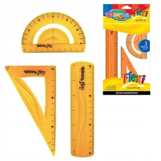 Zestaw geometryczny elastyczny 3 elementy linijka 15 cm ekierka kątomierz