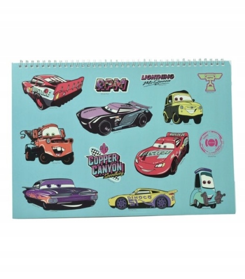 AUTA Zygzak McQueen szkicownik kolorowanki na spirali naklejki A4 40 k AUTA Zygzak McQueen szkicownik kolorowanki na spirali naklejki A4 40 k