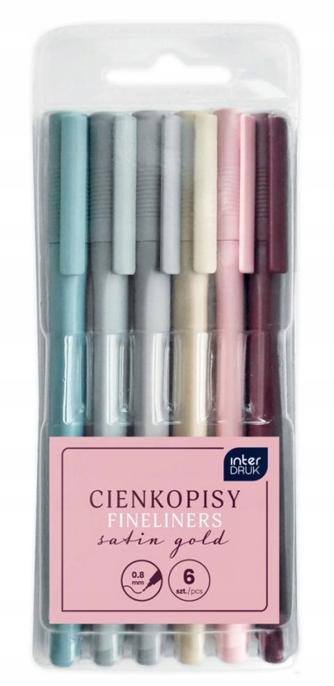 Cienkopis pisaki INTERDRUK gold satin 0,8 mm zestaw 6 szt