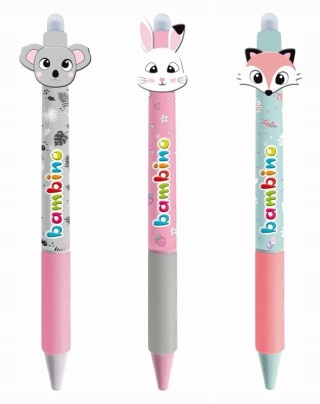 Długopis wymazywalny ścieralny Bambino królik lis miś koala 3 szt
