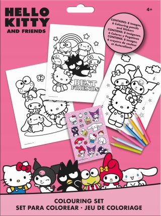 Hello Kitty kotki My melody Kuromi kolorowanka z naklejkami kredki HK50190
