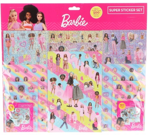 Naklejki metaliczne wypukłe BARBIE 500 szt