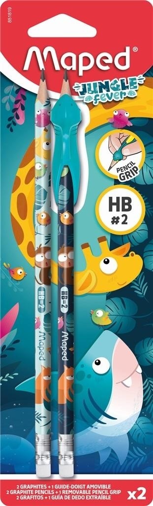 Ołówek z gumką Jungle HB ergonomiczna nakładka w kształcie rekinka MAPED 2