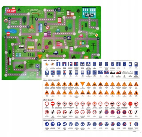 Podkładka laminowana miękka na biurko stół znaki drogowe +gra 29x40