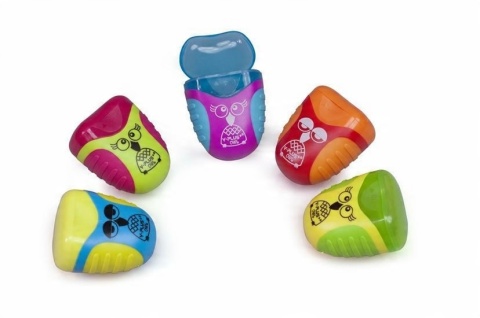 Temperówka strugaczka podwójna z pojemnikiem Sowa mix 1 szt