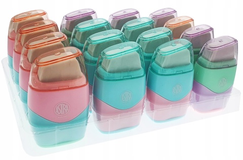 Temperówka strugaczka podwójna z pojemnikiem z gumką PASTEL Astra 2w1 1 szt