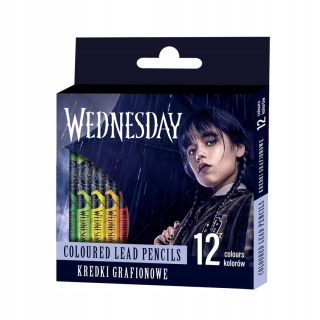 Kredki 12 kolorów z glinki kaolinowej grafionowe Astra Wednesday Addams