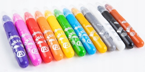 Kredki jedwabiste żelowe wykręcane 3w1 pastele akwarelowe Avengers 12 kol