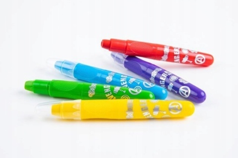 Kredki jedwabiste żelowe wykręcane 3w1 pastele akwarelowe Avengers 12 kol