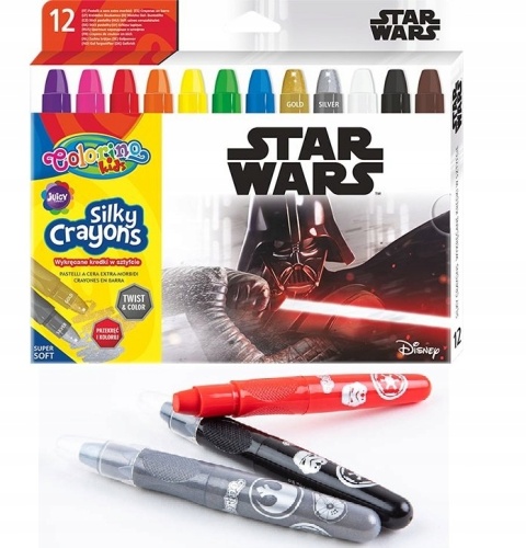 Kredki jedwabiste żelowe wykręcane 3w1 pastele akwarelowe Star Wars 12 kol Kredki jedwabiste żelowe wykręcane 3w1 pastele akwarelowe Star Wars 12 kol