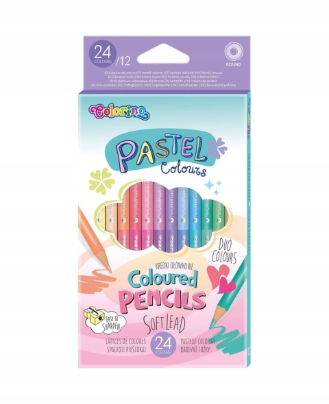 Kredki ołówkowe 24 kol dwustronne pastel Colorino