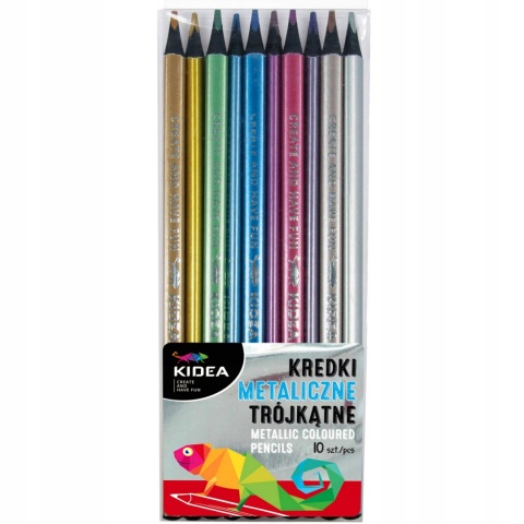 Kredki ołówkowe trójkątne 10 kolorów metaliczne