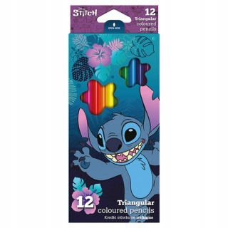 Stich kredki ołówkowe trójkątne 12 kolorów Lilo i Stitch