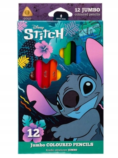 Stich kredki ołówkowe trójkątne JUMBO grube 12 Lilo i Stitch Stich kredki ołówkowe trójkątne JUMBO grube 12 Lilo i Stitch