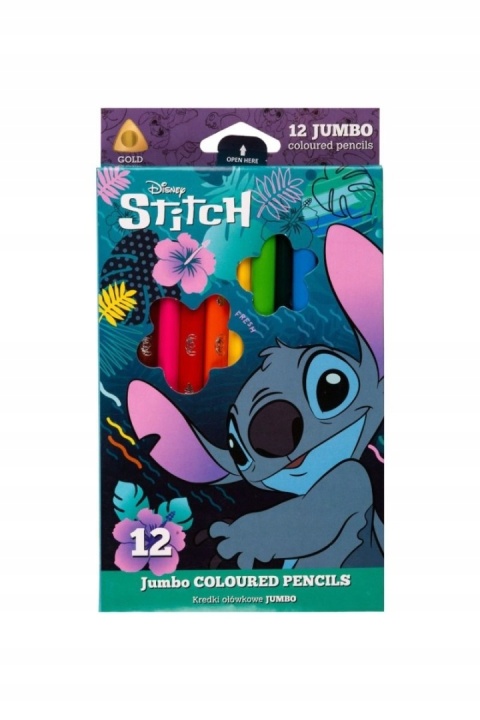 Stich kredki ołówkowe trójkątne JUMBO grube 12 Lilo i Stitch Stich kredki ołówkowe trójkątne JUMBO grube 12 Lilo i Stitch