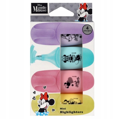 ZAKREŚLACZE MINI marker flamastry 4 kolory Myszka Minnie