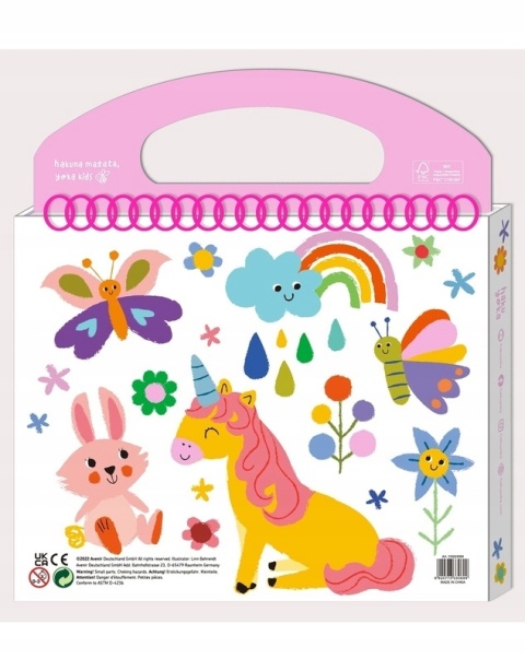 Zestaw kreatywny kredki z wosku pszczelego kolorowanka naklejki Unicorn