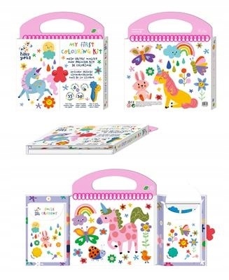 Zestaw kreatywny kredki z wosku pszczelego kolorowanka naklejki Unicorn