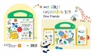 Zestaw kreatywny kredki z wosku pszczelego kolorowanka naklejki dinozaury