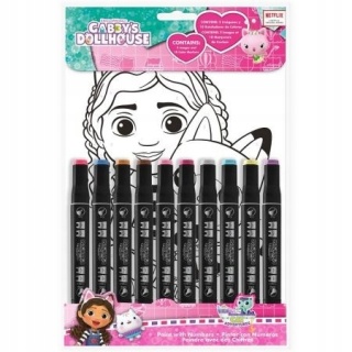 Kolorowanka po numerach + pisaki KOCI DOMEK GABI