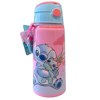 Bidon aluminiowy Stich butelka na wodę z paskiem i adresówką Stitch 600ml