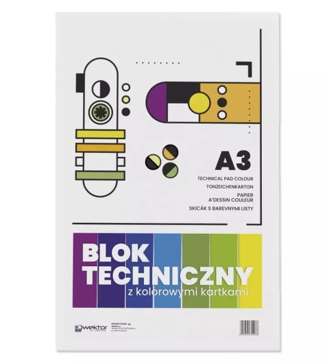 Blok techniczny A3 8 k 160g kolorowy Wektor 1 szt