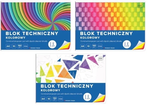 Blok techniczny A4 10 k 160g kolorowy INTERDRUK