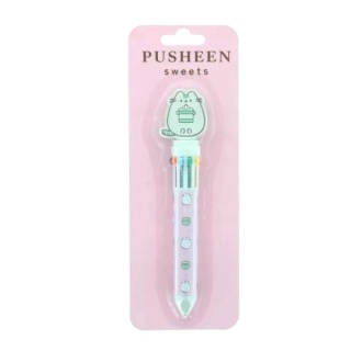 Długopis wielokolorowy 10 kolorowy PUSHEEN łakocie z toperem kotek