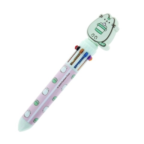 Długopis wielokolorowy 10 kolorowy PUSHEEN łakocie z toperem kotek