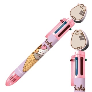 Długopis wielokolorowy 6 kolorowy PUSHEEN lody łakocie z toperem kotek