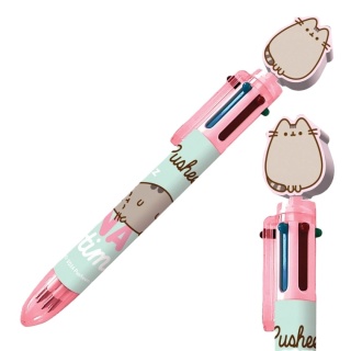 Długopis wielokolorowy 6 kolorowy PUSHEEN nap time z toperem kotek