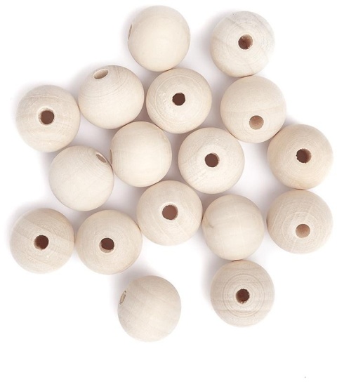 Koraliki drewniane naturalne, kulki 20 mm, 40g Koraliki drewniane naturalne, kulki 20 mm, 40g