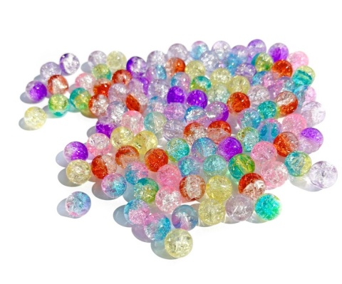 Koraliki szklane spękane 8mm, 100 szt, multikolor Koraliki szklane spękane 8mm, 100 szt, multikolor