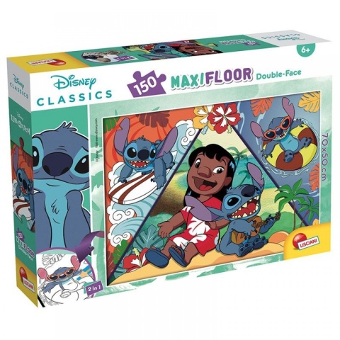 LILO I STITCH Puzzle 150 EL dwustronne kolorowanka 2w1 MAXIFLOOR 70X50 cm