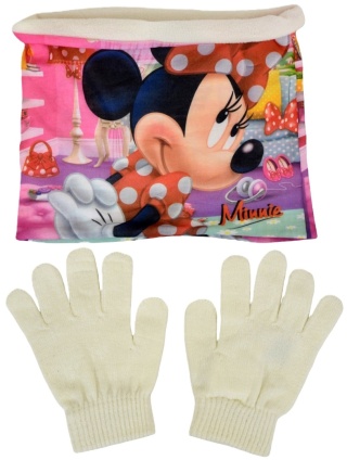 Myszka Minnie komin szalik opaska polar rękawiczki