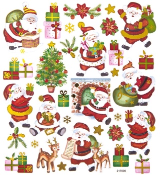 Naklejki zestaw świąteczne Mikołaje, prezenty, choinka 32 szt.