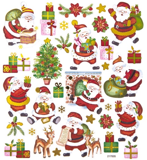 Naklejki zestaw świąteczne Mikołaje, prezenty, choinka 32 szt.