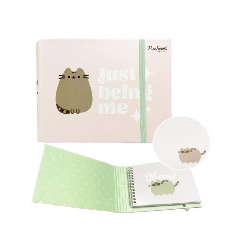 Pamiętnik na spirali z zamknięciem na gumkę notes kot kotek Pusheen