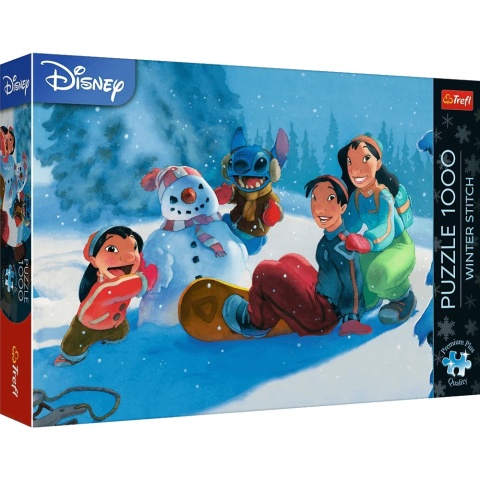Puzzle Trefl premium Lilo i Stitch zima bałwanek 48x68,3 cm 1000 EL 12100