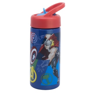 Bidon na wodę ze słomką ustnikiem AVENGERS IronMan Thor Kapitan Ameryka 410ml